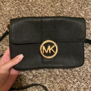 Michael Kors black and gold crossbody